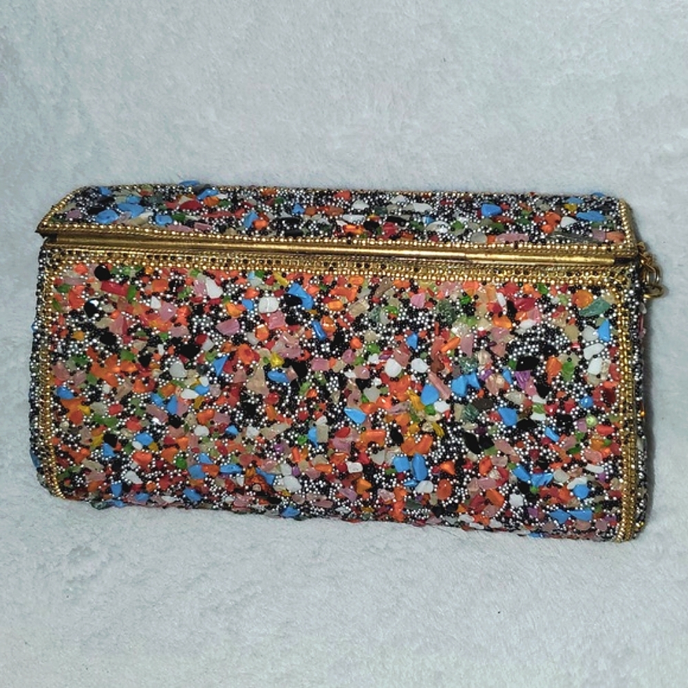 Mosaic Patterned Clutch with Chain Strap - Picture 11 of 12